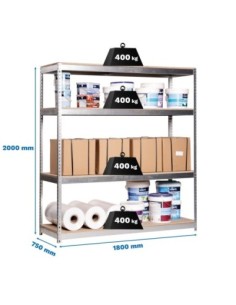 Estantería SIMONRACK Ecoforte 1807-4 chipboard Galvanizada/Madera | Estantería sin tornillos ECOFORTE para carga media-alta