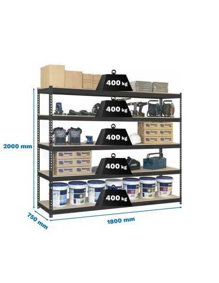 Estantería SIMONRACK Ecoforte 1807-5 chipboard antracita/Madera | Estantería sin tornillos ECOFORTE para carga media-alta