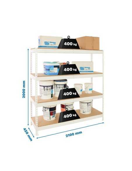 Estantería SIMONRACK Ecoforte 2104-4 chipboard blanco/Madera | Estantería sin tornillos ECOFORTE para carga media-alta