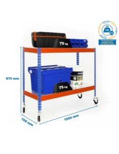 Estantería SIMONRACK Ecoforte con Ruedas 1207-2 metal 900 az/nar/Galvanizada | Estantería sin tornillos ECOFORTE para carga medi