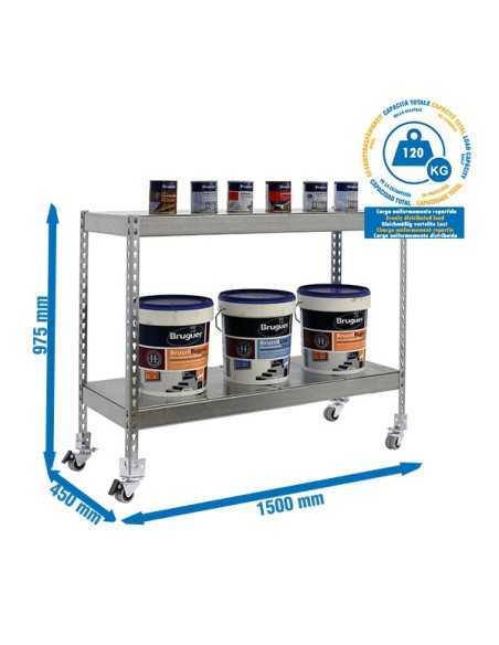 Estantería SIMONRACK Ecoforte con Ruedas 1504-2 metal 900 Galvanizada/Galvanizada | Estantería sin tornillos ECOFORTE para carga