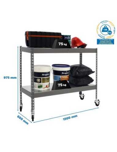Estantería SIMONRACK Ecoforte con Ruedas 1506-2 metal 900 gris/Galvanizada | Estantería sin tornillos ECOFORTE para carga media-
