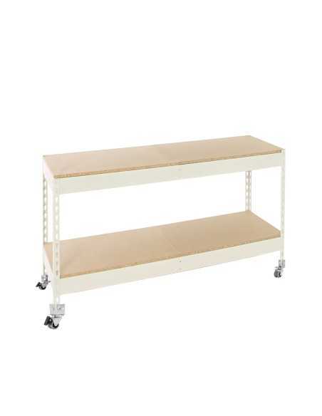Estantería SIMONRACK Ecoforte con Ruedas 1507-2 chipboard 900 blanco/Madera | Estantería sin tornillos ECOFORTE para carga media