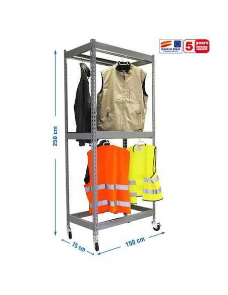 Estantería Guardarropa SIMONCLOTHIGN for. con Ruedas Double 2/251575 gris | Taquilla metálica SimonLocker para vestuarios y ofic