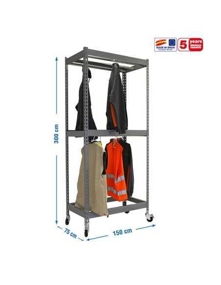 Estantería Guardarropa SIMONCLOTHIGN for. con Ruedas Double 3/301575 gris | Taquilla metálica SimonLocker para vestuarios y ofic