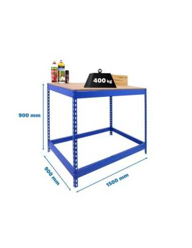 Mesa de Trabajo SIMONWORK Basic 1 901590-1 azul/madera | Mesa de trabajo SimonRack profesional y resistente