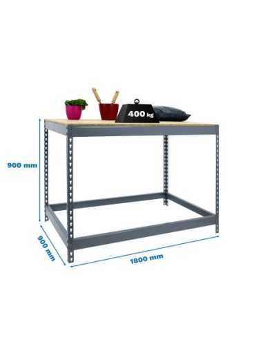 Mesa de Trabajo SIMONWORK Basic 1 901890-1 gris/madera | Mesa de trabajo SimonRack profesional y resistente