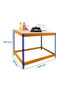 Mesa de Trabajo SIMONRACK Simonwork basic 1 902145-1 azul/naranja/madera