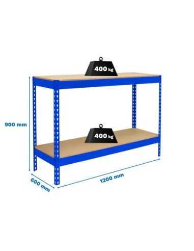 Mesa de Trabajo SIMONWORK Basic 2 901260-2 azul/madera | Mesa de trabajo SimonRack profesional y resistente