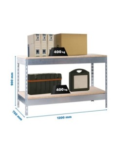 Mesa de Trabajo SIMONWORK Basic 2 901275-2 galvanizado/madera | Mesa de trabajo SimonRack profesional y resistente