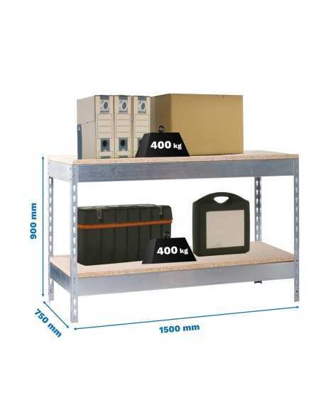 Mesa de Trabajo SIMONWORK Basic 2 901575-2 galvanizado/madera | Mesa de trabajo SimonRack profesional y resistente