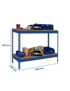 Mesa de Trabajo SIMONWORK Basic 2 901590-2 azul/madera | Mesa de trabajo SimonRack profesional y resistente
