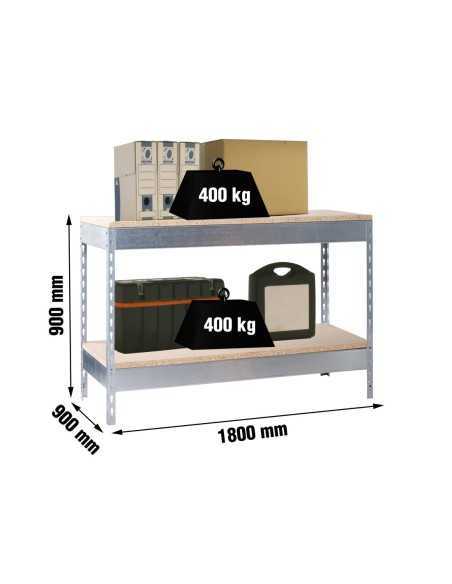 Mesa de Trabajo SIMONWORK Basic 2 901890-2 galvanizado/madera | Mesa de trabajo SimonRack profesional y resistente