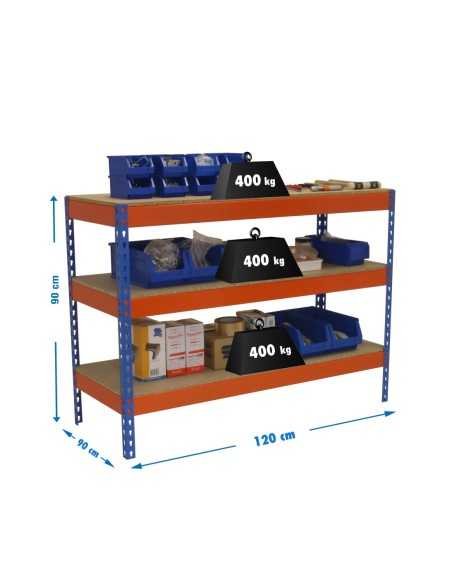 Mesa de Trabajo SIMONWORK Basic 3 901290-3 azul/naranja/madera | Mesa de trabajo SimonRack profesional y resistente