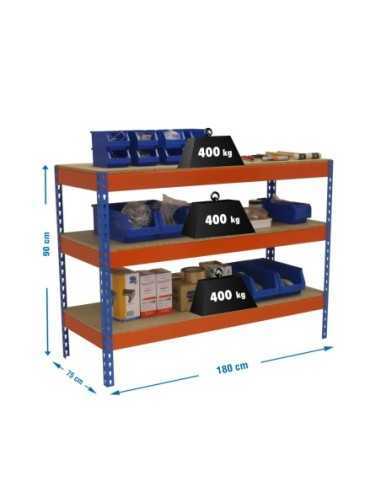 Mesa de Trabajo SIMONWORK Basic 3 901875-3 azul/naranja/madera | Mesa de trabajo SimonRack profesional y resistente