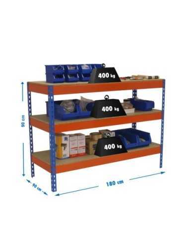 Mesa de Trabajo SIMONWORK Basic 3 901890-3 azul/naranja/madera | Mesa de trabajo SimonRack profesional y resistente