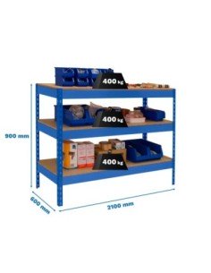 Mesa de Trabajo SIMONWORK Basic 3 902160-3 azul/madera | Mesa de trabajo SimonRack profesional y resistente