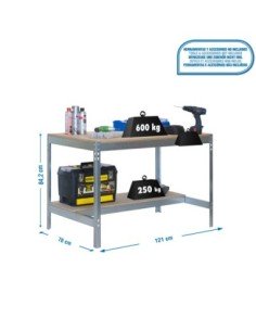Mesa de Trabajo SIMONWORK BT 0 1200x750 galva/madera | Mesa de trabajo SimonRack profesional y resistente