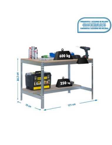 Mesa de Trabajo SIMONWORK BT 0 1200x750 galva/madera | Mesa de trabajo SimonRack profesional y resistente