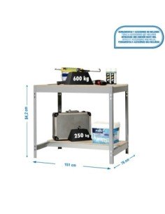 Mesa de Trabajo SIMONWORK BT 0 1500x750 gris/madera | Mesa de trabajo SimonRack profesional y resistente