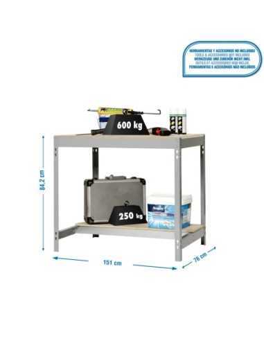 Mesa de Trabajo SIMONWORK BT 0 1500x750 gris/madera | Mesa de trabajo SimonRack profesional y resistente