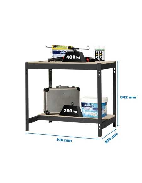 Mesa de Trabajo SIMONWORK BT 0 900x600 antracita/madera | Mesa de trabajo SimonRack profesional y resistente