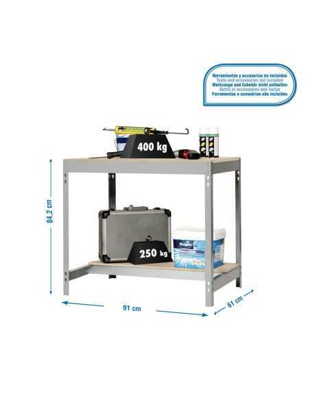 Mesa de Trabajo SIMONWORK BT 0 900x600 gris/madera | Mesa de trabajo SimonRack profesional y resistente