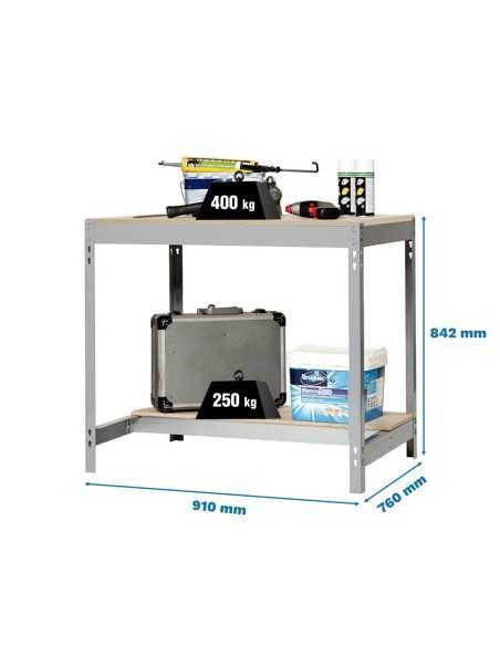 Mesa de Trabajo SIMONWORK BT 0 900x750 gris/madera | Mesa de trabajo SimonRack profesional y resistente