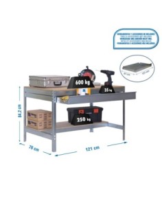 Mesa de Trabajo SIMONWORK BT 0 box 1200 galva/madera | Mesa de trabajo SimonRack profesional y resistente