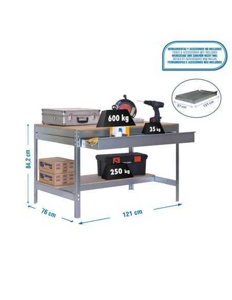 Mesa de Trabajo SIMONWORK BT 0 box 1200 galva/madera | Mesa de trabajo SimonRack profesional y resistente