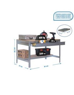 Mesa de Trabajo SIMONWORK BT 0 box 900 galva/madera | Mesa de trabajo SimonRack profesional y resistente