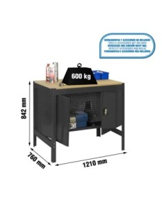 Mesa de Trabajo SIMONWORK BT 0 cabinet 1200 antracita/madera | Mesa de trabajo SimonRack profesional y resistente