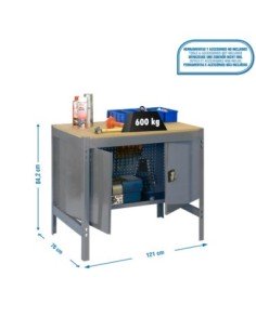 Mesa de Trabajo SIMONWORK BT 0 cabinet 1200 gris/madera | Mesa de trabajo SimonRack profesional y resistente