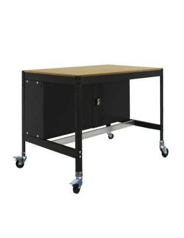 Mesa de Trabajo SIMONWORK con Ruedas BT 0 cabinet 1200 antracita/madera | Mesa de trabajo SimonRack profesional y resistente