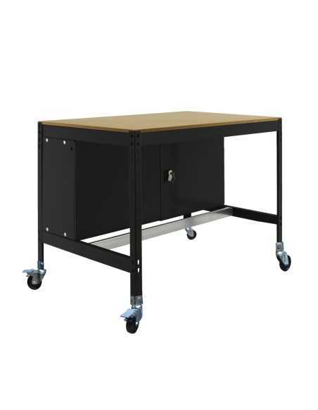 Mesa de Trabajo SIMONWORK con Ruedas BT 0 cabinet 1200 antracita/madera | Mesa de trabajo SimonRack profesional y resistente