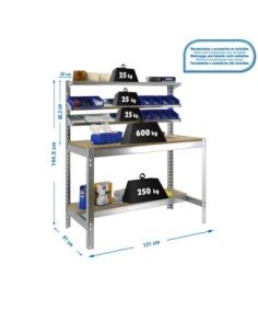 Mesa de Trabajo SIMONWORK BT 1 1200 galva/madera | Mesa de trabajo SimonRack profesional y resistente