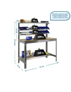 Mesa de Trabajo SIMONWORK BT 1 1200 gris/madera | Mesa de trabajo SimonRack profesional y resistente