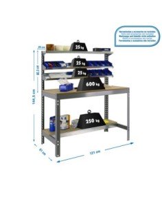 Mesa de Trabajo SIMONWORK BT 1 1200 gris/madera | Mesa de trabajo SimonRack profesional y resistente