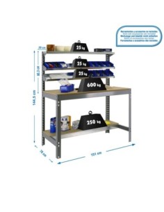 Mesa de Trabajo SIMONWORK BT 1 1500 gris/madera | Mesa de trabajo SimonRack profesional y resistente