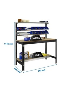 Mesa de Trabajo SIMONWORK BT 1 900 antracita/madera | Mesa de trabajo SimonRack profesional y resistente