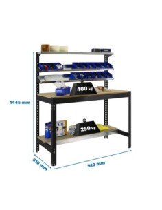 Mesa de Trabajo SIMONWORK BT 1 900 antracita/madera | Mesa de trabajo SimonRack profesional y resistente