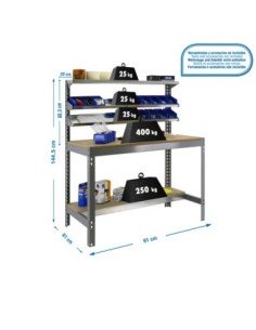 Mesa de Trabajo SIMONWORK BT 1 900 gris/madera | Mesa de trabajo SimonRack profesional y resistente