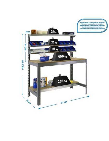 Mesa de Trabajo SIMONWORK BT 1 900 gris/madera | Mesa de trabajo SimonRack profesional y resistente