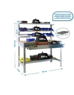 Mesa de Trabajo SIMONWORK BT 1 box 1500 galva/madera | Mesa de trabajo SimonRack profesional y resistente