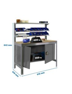 Mesa de Trabajo SIMONWORK BT 1 cabinet 900 gris/mad | Mesa de trabajo SimonRack profesional y resistente