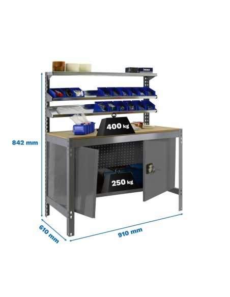 Mesa de Trabajo SIMONWORK BT 1 cabinet 900 gris/mad | Mesa de trabajo SimonRack profesional y resistente