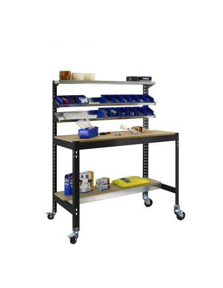 Mesa de Trabajo SIMONWORK con Ruedas BT 1 1200 antracita/madera | Mesa de trabajo SimonRack profesional y resistente