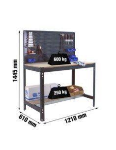 Mesa de Trabajo SIMONWORK BT 2 1200 antracita/madera | Mesa de trabajo SimonRack profesional y resistente