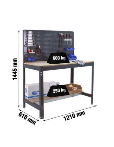 Mesa de Trabajo SIMONWORK BT 2 1200 antracita/madera | Mesa de trabajo SimonRack profesional y resistente