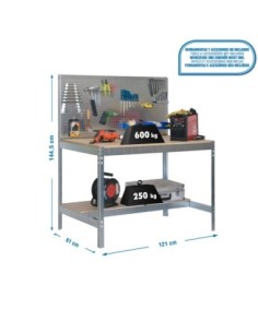 Mesa de Trabajo SIMONWORK BT 2 1200 galva/madera | Mesa de trabajo SimonRack profesional y resistente